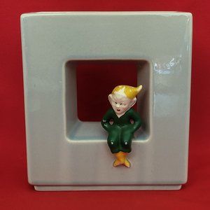 VTG 3D Pixie Elf Wall Pocket Planter Vase Open Square